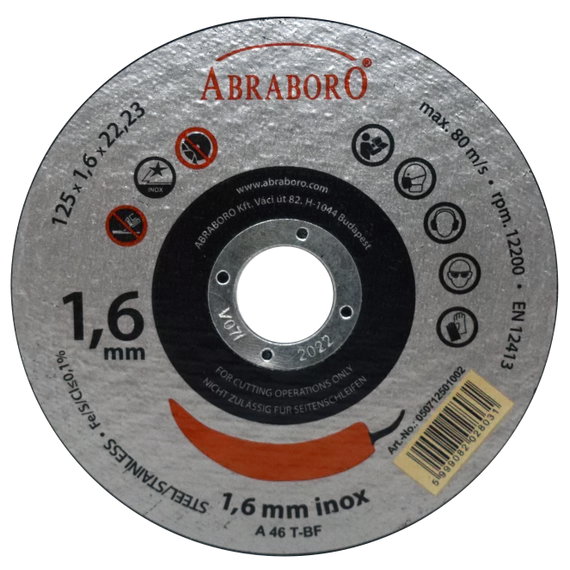 ABRABORO® Chili fémvágó korong/230 x 2.0 x 22 (egyenes kivitel)
